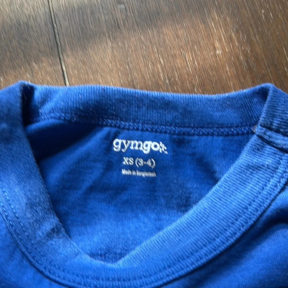 Three (3) 2 Gymboree gymgo tees XS (3/4)/S (5-6) pretzel basketball football
